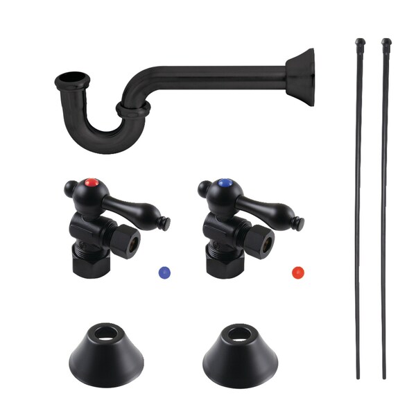 Plumbing Sink Trim Kit with PTrap, Matte Black